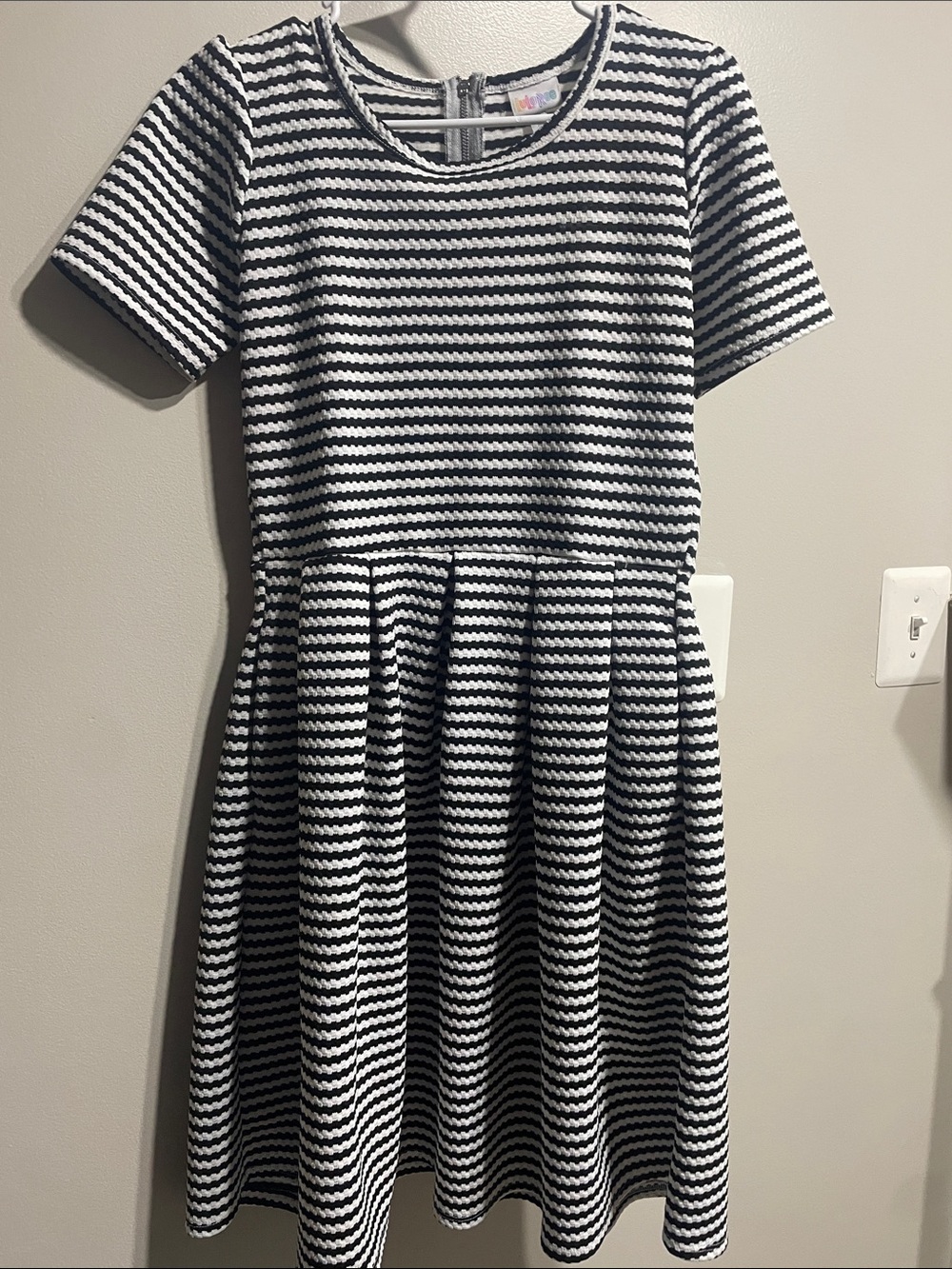 LuLaRoe Black and White Striped Fit-and-Flare Dress